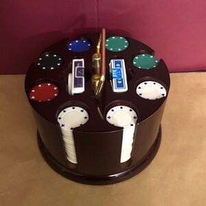 Round Wood Rack Poker Chip Holder Spins Caddy Chips set